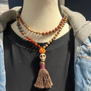 Handmade gemstone artisan mala bead necklace